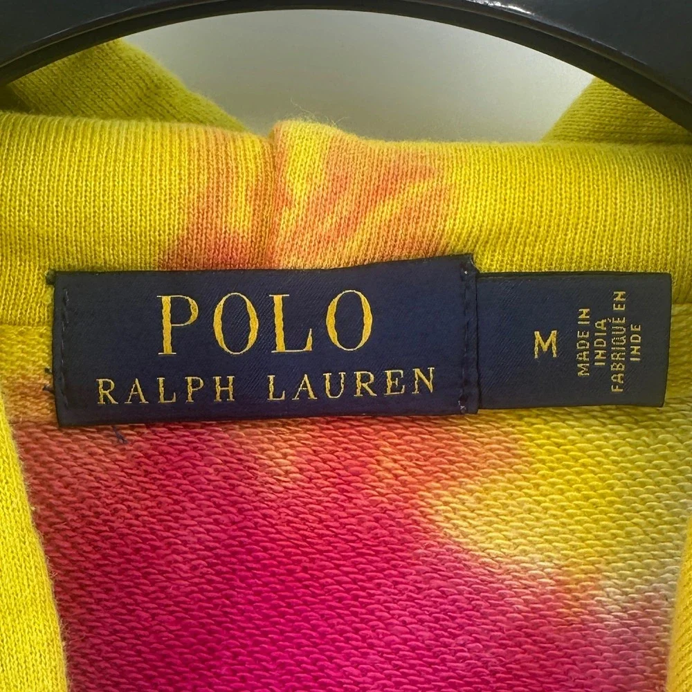 Polo Ralph Lauren Hoodie Mens Medium Tie Dye Regular Fit Pony Logo Fleece Cotton